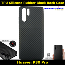 TPU Silicone Rubber Black Carbon Back Case For Huawei P30 Pro VOG-L29 Slim Fit Look